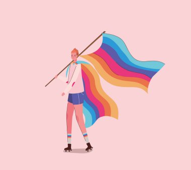 Kostümlü çocuk ve lgtbi bayrak tasarımı