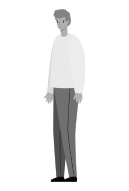 Gri renkli vektör tasarımı ile izole edilmiş Avatar Adam karikatürü