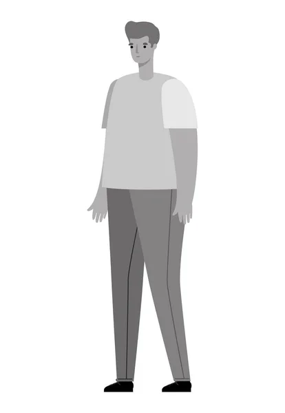 Изолированный аватар человек мультфильм в серых цветах векторного дизайна — стоковый вектор