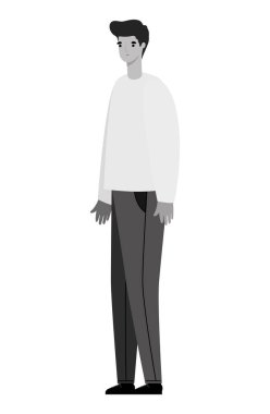Gri renkli vektör tasarımı ile izole edilmiş Avatar Adam karikatürü