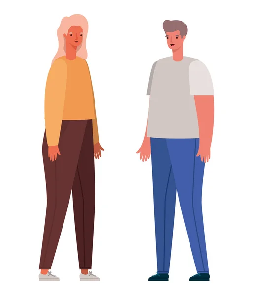 Donna e uomo avatar disegno vettoriale del fumetto — Vettoriale Stock