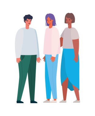 Kadınlar ve erkekler çizgi film vektör tasarımını avatarlar