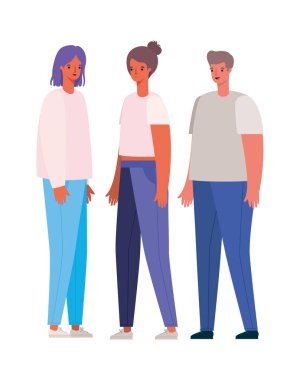 Kadınlar ve erkekler çizgi film vektör tasarımını avatarlar