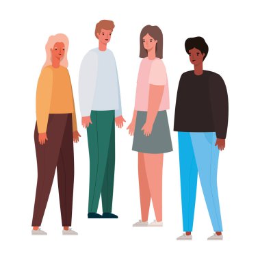 Kadınlar ve erkekler çizgi film vektör tasarımı avatarları