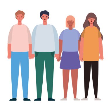 Kadınlar ve erkekler çizgi film vektör tasarımı avatarları