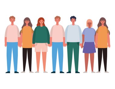 Kadınlar ve erkekler çizgi film vektör tasarımı avatarları