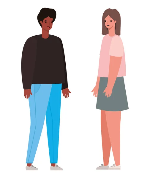 Kvinna och man avatar tecknad vektor design — Stock vektor