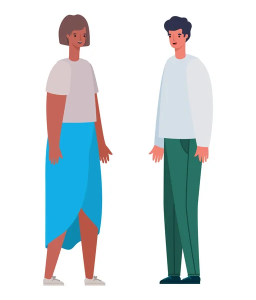 Frau und Mann Avatar Cartoon Vektor Design — Stockvektor