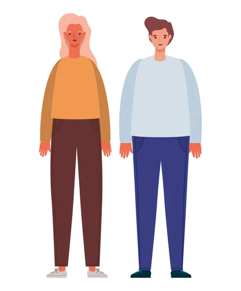 Femme et homme avatar dessin animé vecteur design — Image vectorielle