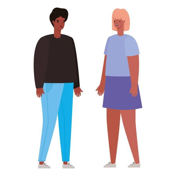 Kvinna och man avatar tecknad vektor design — Stock vektor