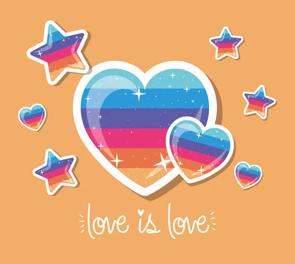Amor es el amor y el diseño de vectores de corazón lgtbi — Archivo Imágenes Vectoriales
