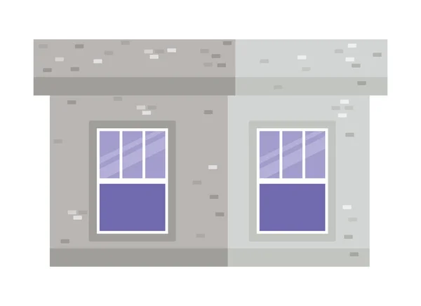 Isolerade fönster utanför grå byggnad vektor design — Stock vektor
