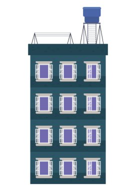 Mavi bina vektör tasarımının dışındaki izole pencereler