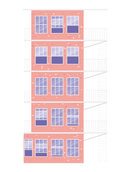窓や階段をピンクの建物の外へ — ストックベクタ