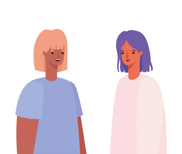 Two women avatars vector design — Stock Vector