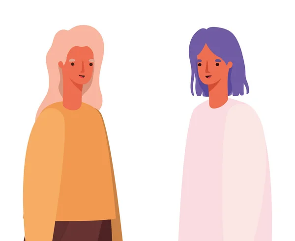 2人の女性アバターベクトルデザイン — ストックベクタ
