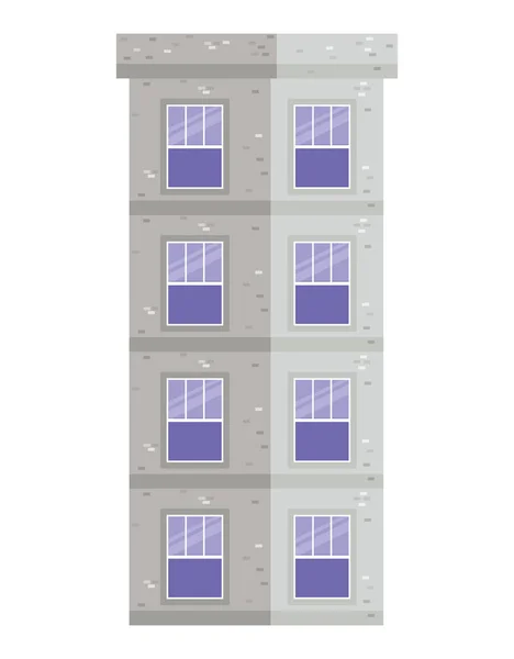 Isolierte Fenster außerhalb des grauen Gebäudevektordesigns — Stockvektor