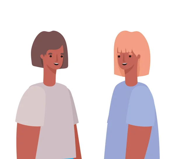 Δύο γυναίκες avatars διανυσματικό σχεδιασμό — Διανυσματικό Αρχείο