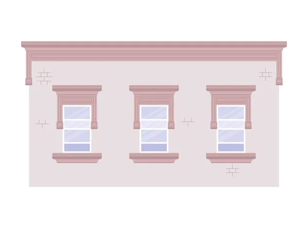 Ventanas aisladas fuera de diseño vectorial edificio blanco — Archivo Imágenes Vectoriales