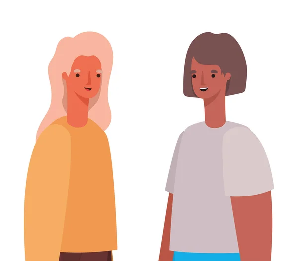 Due donne avatar progettazione vettoriale — Vettoriale Stock