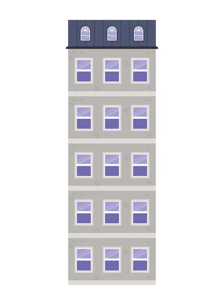 Ventanas aisladas fuera de diseño vectorial edificio gris — Vector de stock