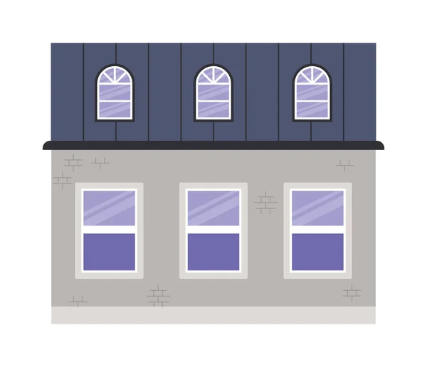 Isolerade fönster utanför grå byggnad vektor design — Stock vektor