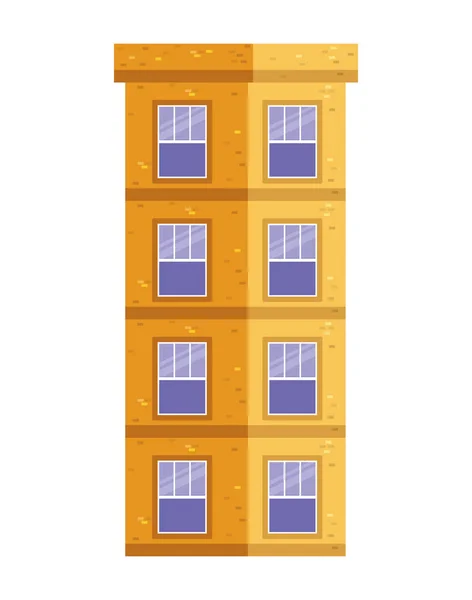 Ventanas aisladas fuera de diseño vectorial edificio amarillo — Vector de stock