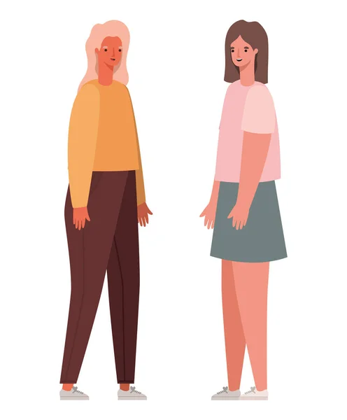 Två kvinnor avatarer vektor design — Stock vektor