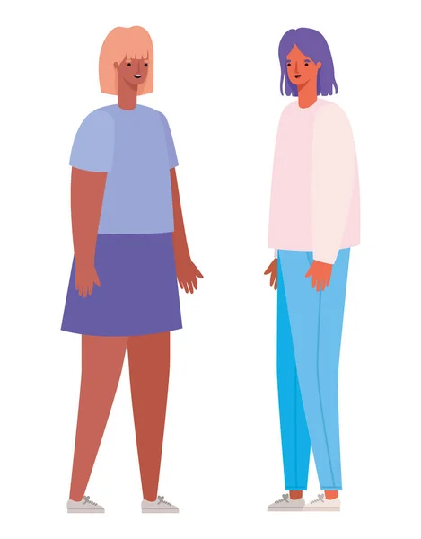 Dos mujeres avatares diseño de vectores — Vector de stock