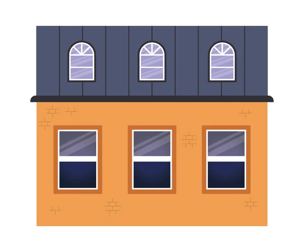Isolerade fönster utanför orange byggnad vektor design — Stock vektor