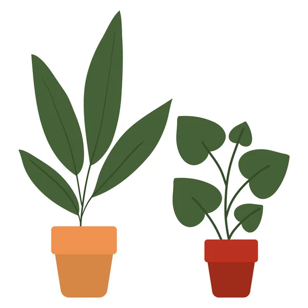 Isolierte Pflanzen innerhalb von Töpfen Vektordesign — Stockvektor