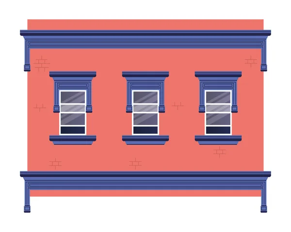 Fenêtres isolées à l'extérieur du bâtiment jaune conception vectorielle — Image vectorielle