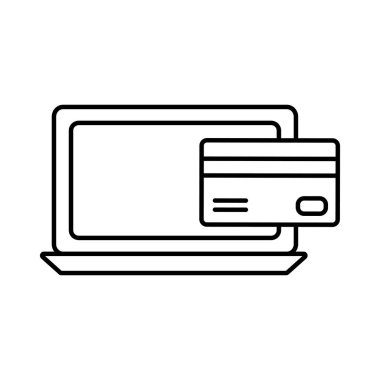 Kredi kartı çizgisi biçim vektör tasarımlı dizüstü bilgisayar