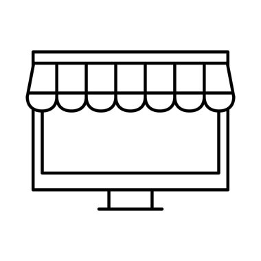 Çadır çizgisi biçim vektör tasarımına sahip bilgisayar