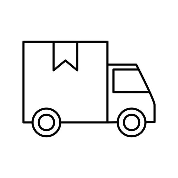 Коробка для доставки по дизайну иконок линии грузовых автомобилей — стоковый вектор