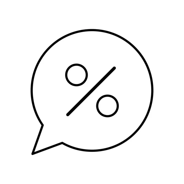 Pourcentage dans la conception vectorielle d'icône de style de ligne de bulle — Image vectorielle