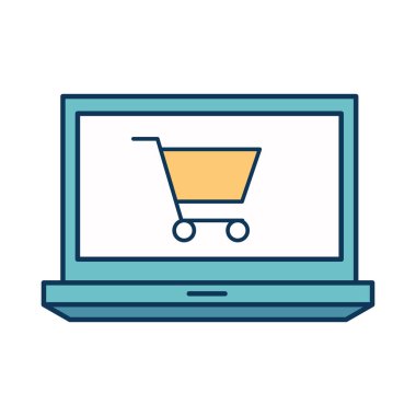 At arabası çizgili dizüstü bilgisayar ve biçim ikonu vektör tasarımını doldur