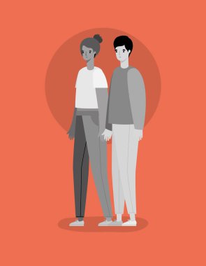 Gri renk vektör tasarımlı kadın ve erkek avatarı