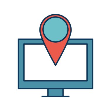 Bilgisayar satırı üzerinde GPS işareti ve biçim ikonu vektör tasarımını doldur