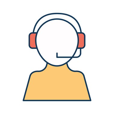 Kulaklık satırına sahip Avatar operatörü ve biçim ikon vektör tasarımını doldur