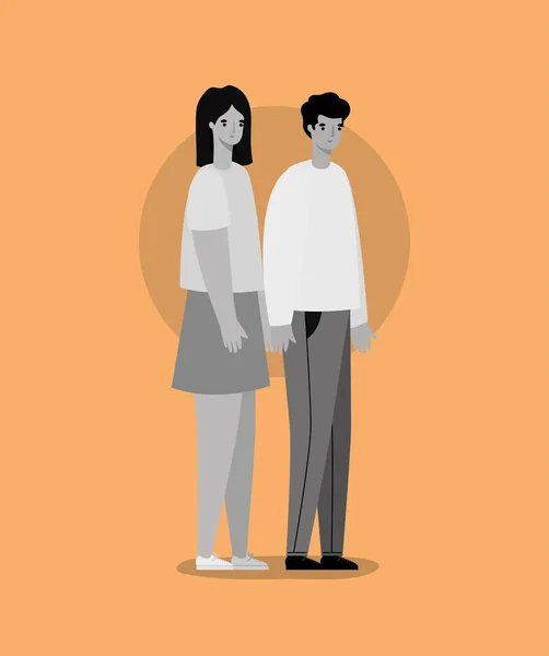 Frau und Mann Avatar in grauen Farben Vektordesign — Stockvektor