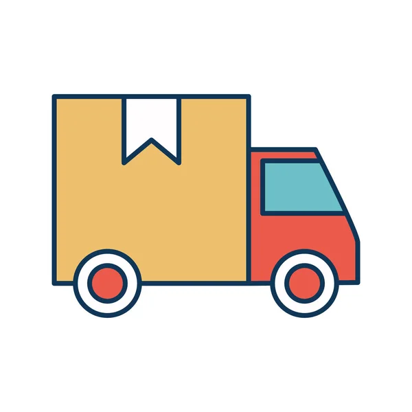 Lieferbox über LKW-Linie und Füllstil-Icon-Vektor-Design — Stockvektor