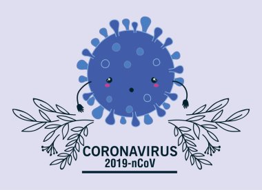 Coronavirus 2019 nCov ve kawaii virüs vektör tasarımı