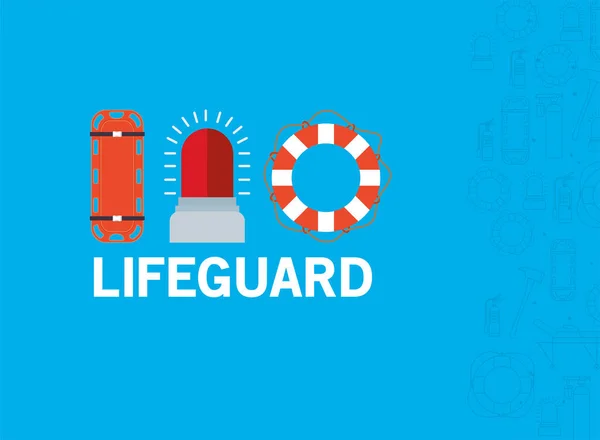 Конструкция спасательных носилок lifebuoy и векторной сирены — стоковый вектор