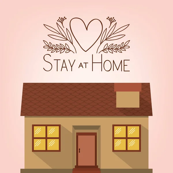 Stay at home and brown house building vector design — Stock Vector