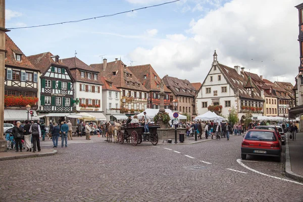 Obernai town center, Alsace, France — стокове фото