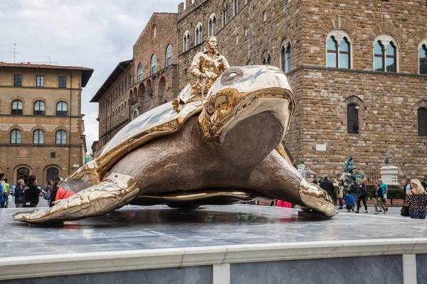 Piazza Della Signoria Turtle Front Palazzo Vecchio Florence Tuscany Italy — Fotografia de Stock