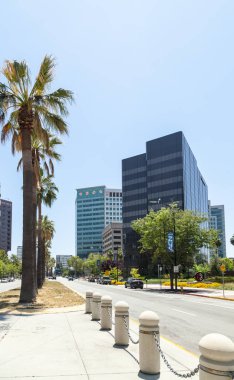 San Jose şehir merkezindeki modern ofis binaları, Silikon Vadisi. İnşaat, Amerika.