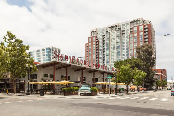 San Pedro Square Zabytkowej Dzielnicy San Jose Popularnej Restauracji Rozrywki — Zdjęcie stockowe