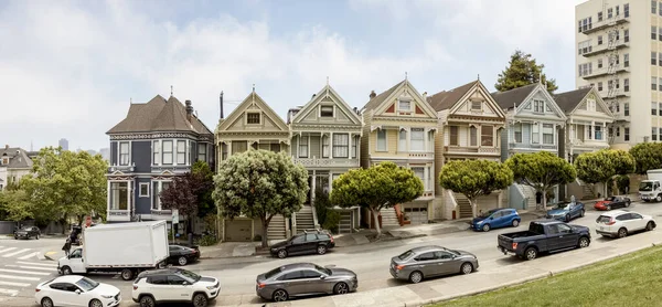 Painted Ladies Architettura Storica Piazza Alamo San Francisco — Foto Stock